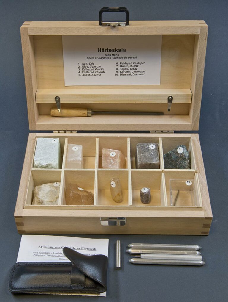 The 10 minerals in Mohs hardness scale kit