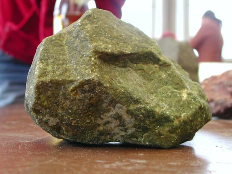 Olive green dunite rock
