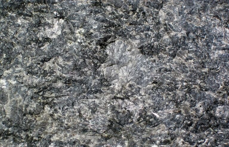 Dark gray gabbro rock from Duluth Complex, Minnesota, USA